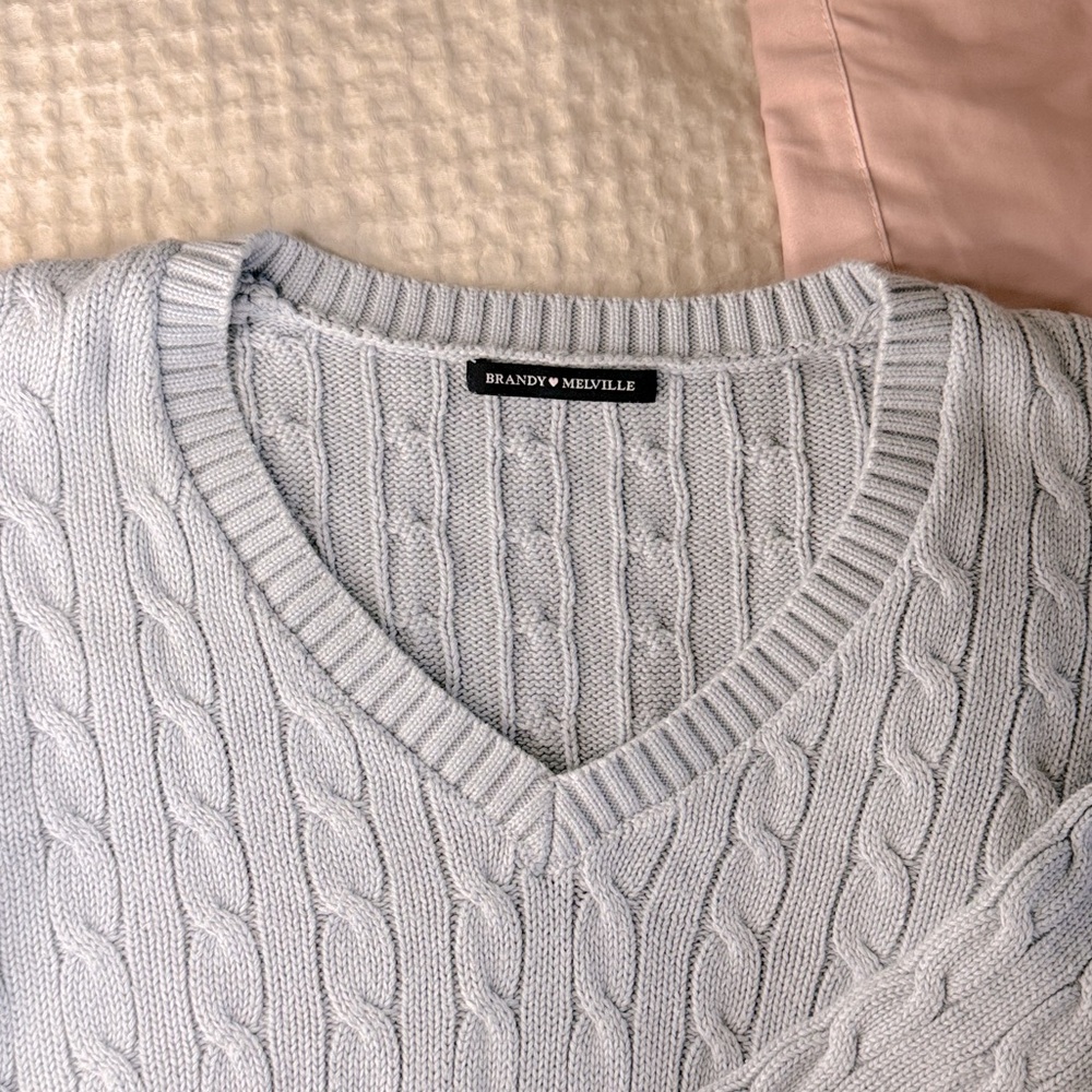 Brandy Melvilla Baby Blue Cable Knit Sweater🩵